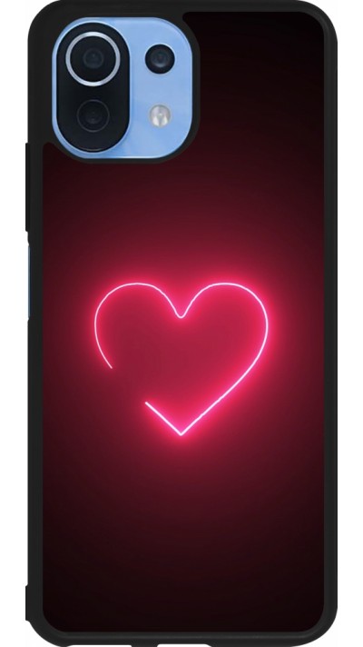 Coque Xiaomi Mi 11 Lite 5G - Silicone rigide noir Valentine 2023 single neon heart