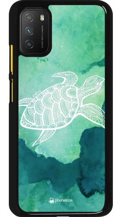 Coque Xiaomi Poco M3 - Turtle Aztec Watercolor