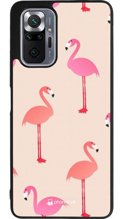 Xiaomi Redmi Note 10 Pro Max Case Hülle - Silikon schwarz Pink Flamingos Pattern
