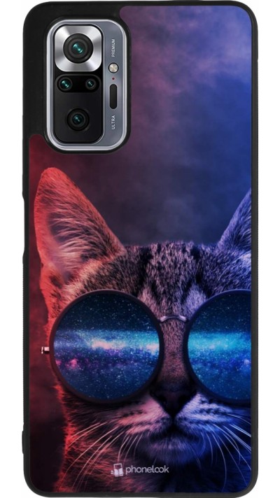 Xiaomi Redmi Note 10 Pro Max Case Hülle - Silikon schwarz Red Blue Cat Glasses