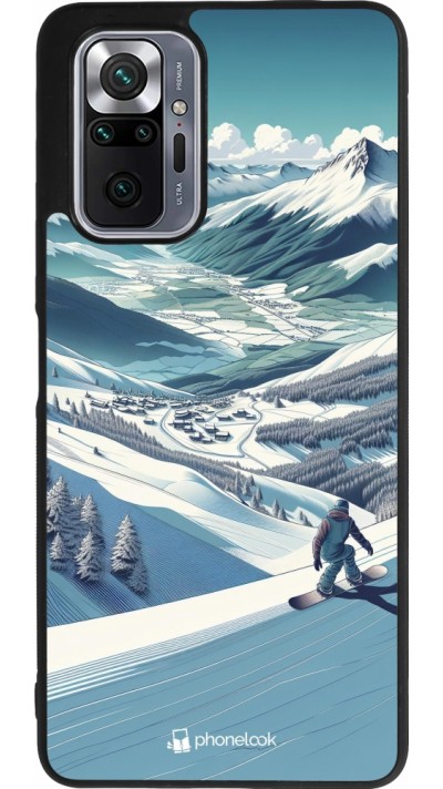 Xiaomi Redmi Note 10 Pro Max Case Hülle - Silikon schwarz Snowboarder Berg