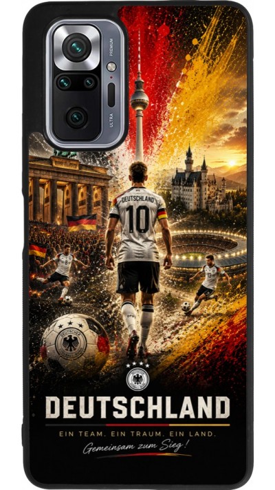 Coque Xiaomi Redmi Note 10 Pro Max - Silicone rigide noir Football Allemagne splash 2026