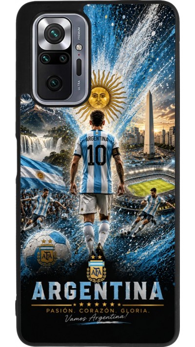 Coque Xiaomi Redmi Note 10 Pro Max - Silicone rigide noir Football Argentine splash 2026