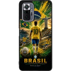Coque Xiaomi Redmi Note 10 Pro Max - Silicone rigide noir Football Brésil splash 2026