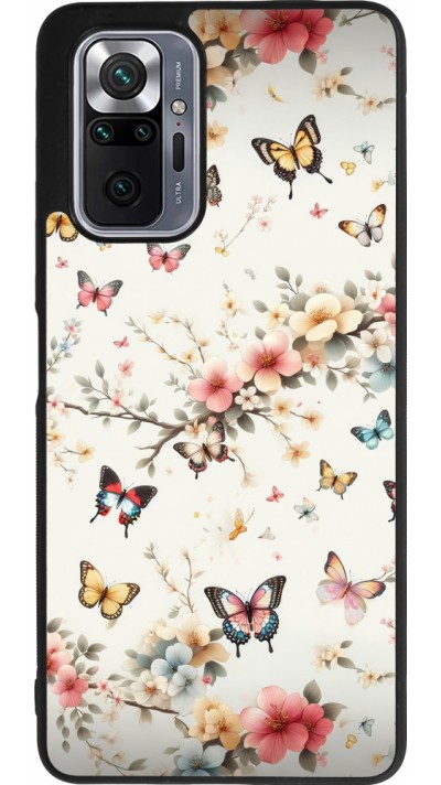 Coque Xiaomi Redmi Note 10 Pro Max - Silicone rigide noir Spring 25 Papillons Légers