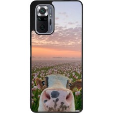 Coque Xiaomi Redmi Note 10 Pro Max - Silicone rigide noir Cow with tulips Spring 2026