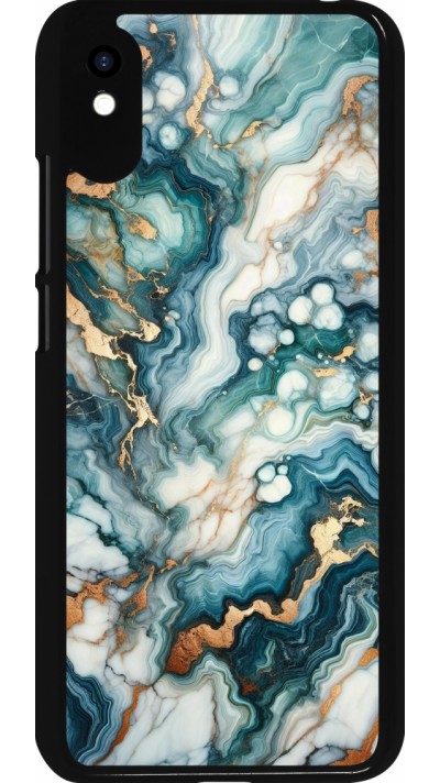 Coque Xiaomi Redmi 9A - Marbre Vert Bleu Doré
