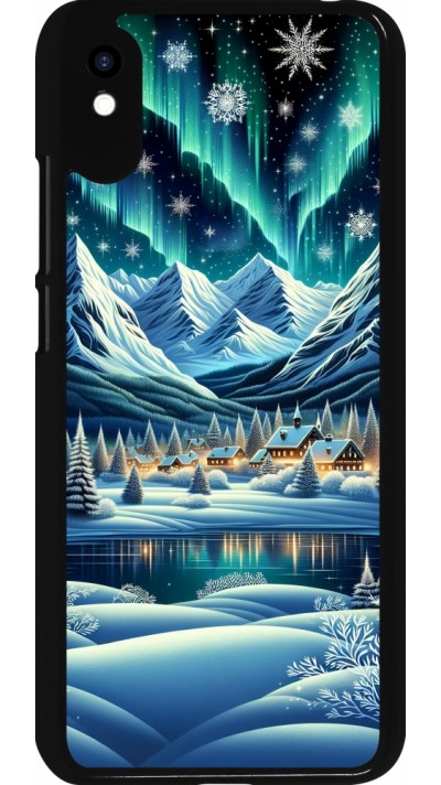 Coque Xiaomi Redmi 9A - Snowy Mountain Village Lake night
