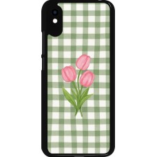 Coque Xiaomi Redmi 9A - Green vichy tulips 2026