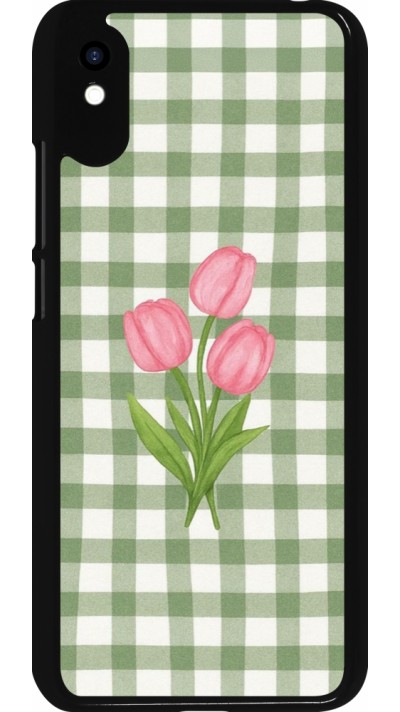 Coque Xiaomi Redmi 9A - Green vichy tulips 2026