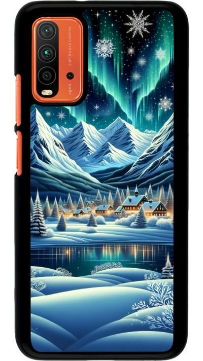 Coque Xiaomi Redmi 9T - Snowy Mountain Village Lake night