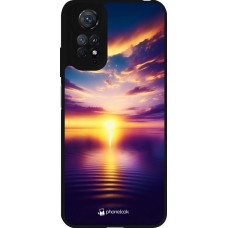 Coque Xiaomi Redmi Note 11 / 11S - Silicone rigide noir Coucher soleil jaune violet