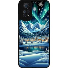 Xiaomi Redmi Note 11 / 11S Case Hülle - Silikon schwarz Verschneites Bergdorf am See in der Nacht