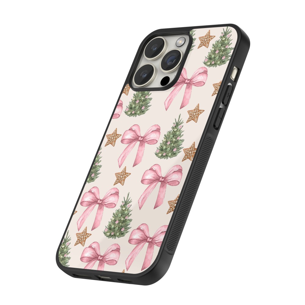 Coque iPhone 12 / 12 Pro - Silicone rigide noir Christmas 25 Vintage Ribbons