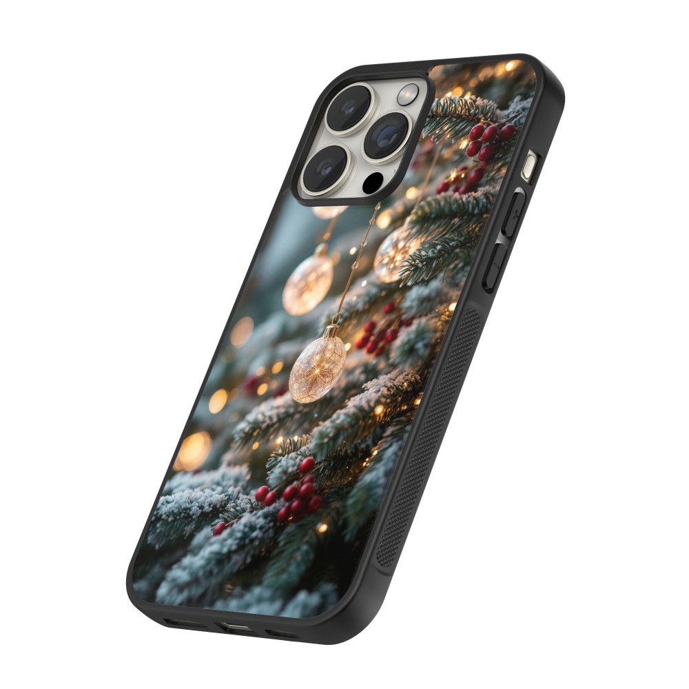 Coque iPhone 12 / 12 Pro - Silicone rigide noir Christmas 25 Xmas Decorated Tree