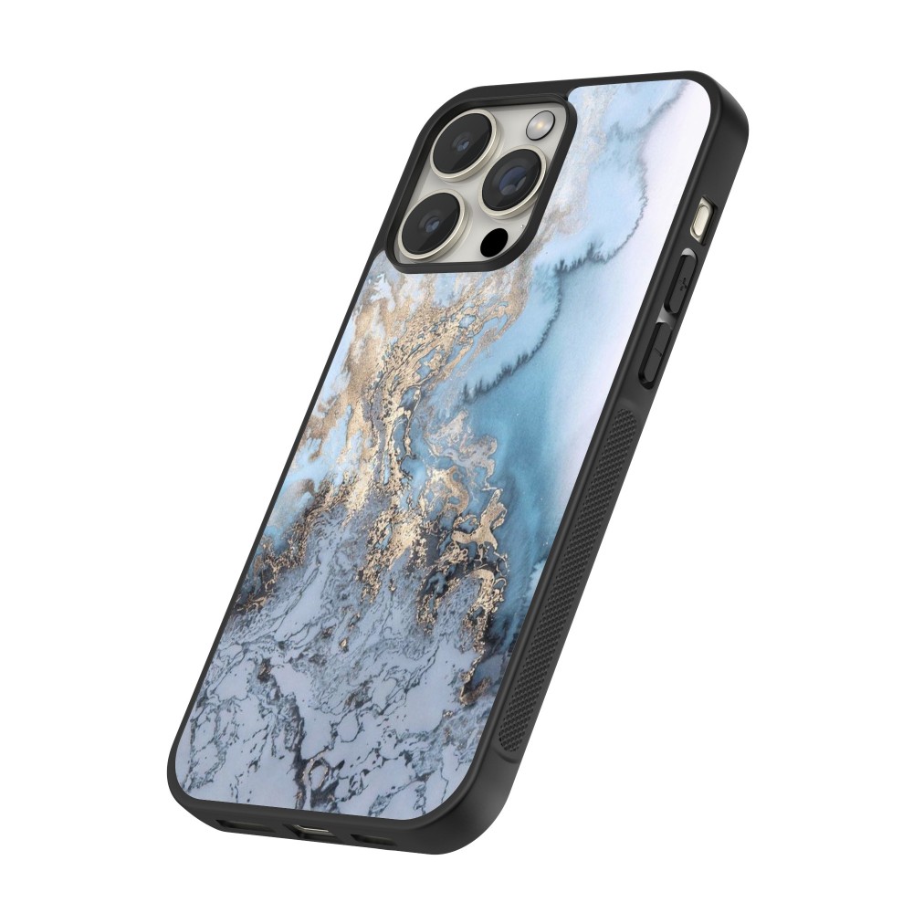 Hülle iPhone 12 / 12 Pro - Silikon schwarz Marble 04