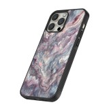 iPhone 12 / 12 Pro Case Hülle - Silikon schwarz Violetter silberner Marmor