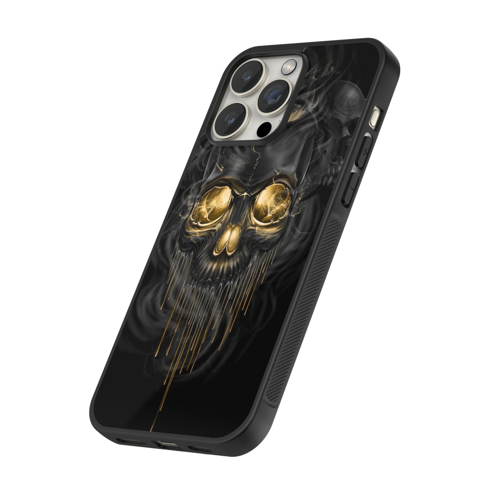 Hülle iPhone 12 / 12 Pro - Silikon schwarz Skull 02