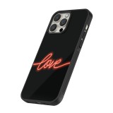 Coque iPhone 12 / 12 Pro - Silicone rigide noir Valentine 2023 neon love