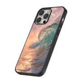 iPhone 12 / 12 Pro Case Hülle - Silikon schwarz Wave Sunset