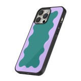 iPhone 12 / 12 Pro Case Hülle - Silikon schwarz Wavy Rectangle Green Purple
