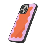 iPhone 12 / 12 Pro Case Hülle - Silikon schwarz Wavy Rectangle Orange Pink