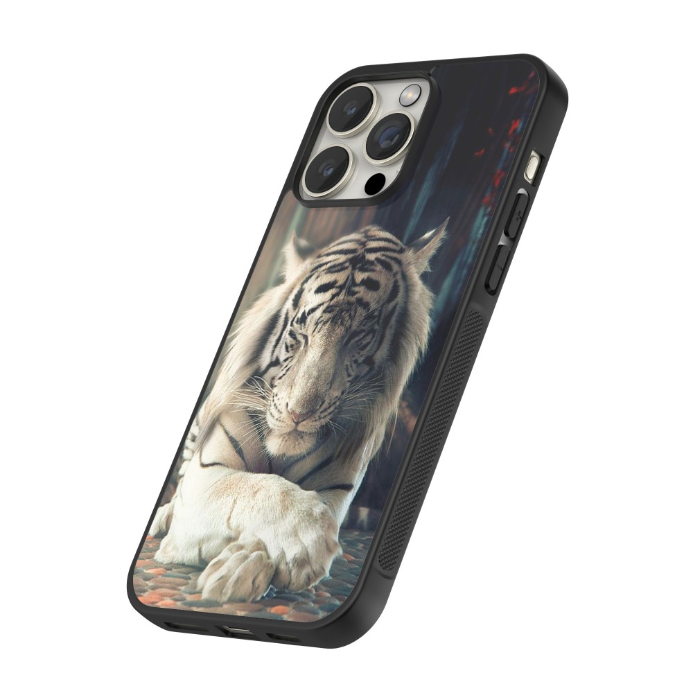 Hülle iPhone 12 / 12 Pro - Silikon schwarz Zen Tiger