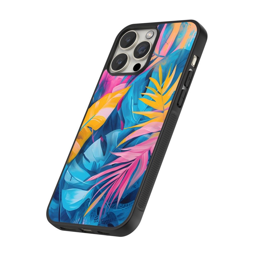 iPhone 12 Pro Max Case Hülle - Silikon schwarz Palms Blue