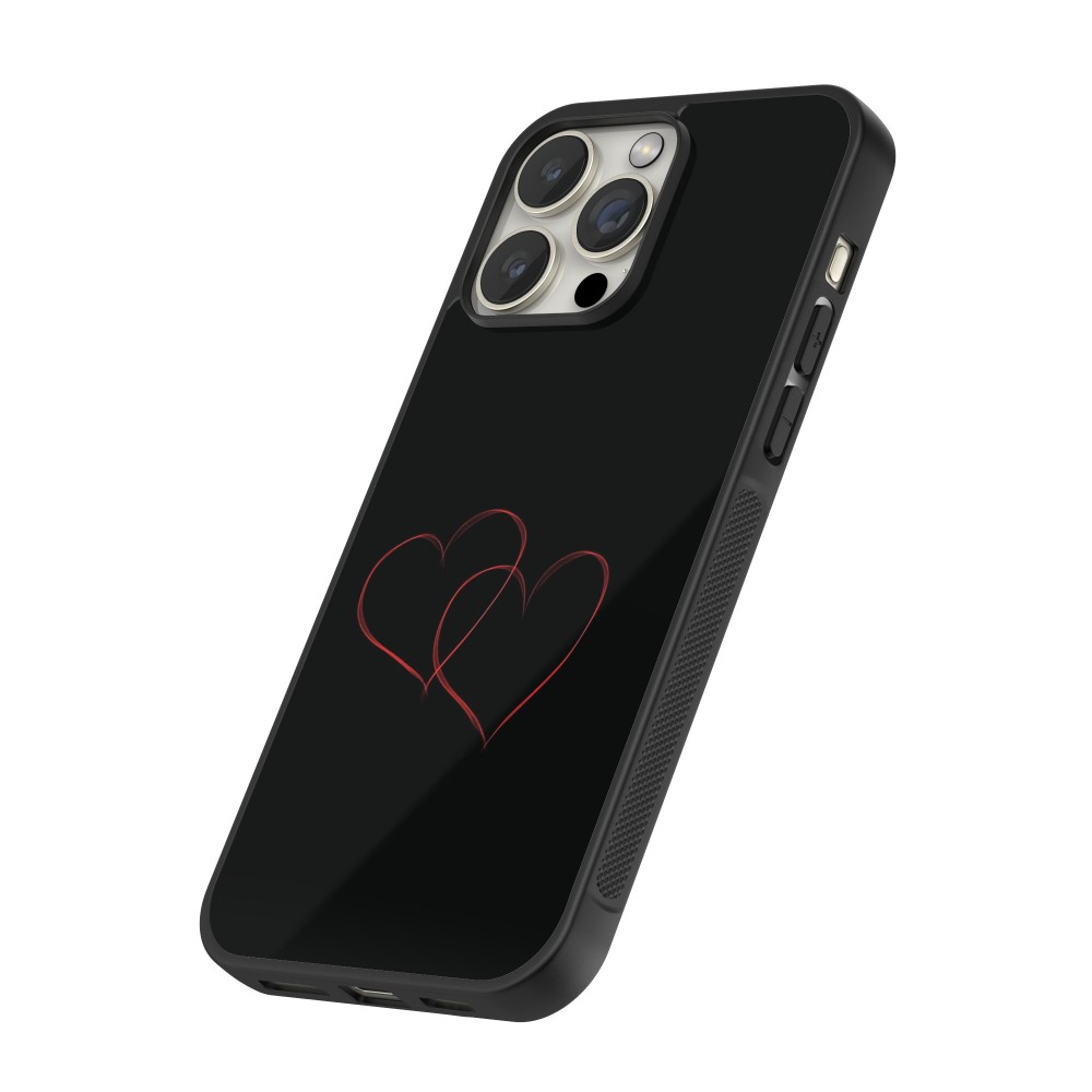 iPhone 12 Pro Max Case Hülle - Silikon schwarz Valentine 2023 attached heart
