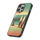 Coque iPhone 14 Pro Max - Silicone rigide noir Surf Paradise