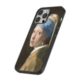 Coque iPhone 14 Pro Max - Silicone rigide noir Tableau art - La Jeune fille à la perle - Johannes Vermeer