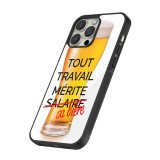Coque iPhone 14 Pro Max - Silicone rigide noir Tout travail mérite sa bière