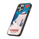 Coque iPhone 14 Pro Max - Silicone rigide noir Verbier Cabane Mont-Fort