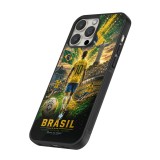 Coque iPhone 15 Pro - Silicone rigide noir Football Brésil splash 2026