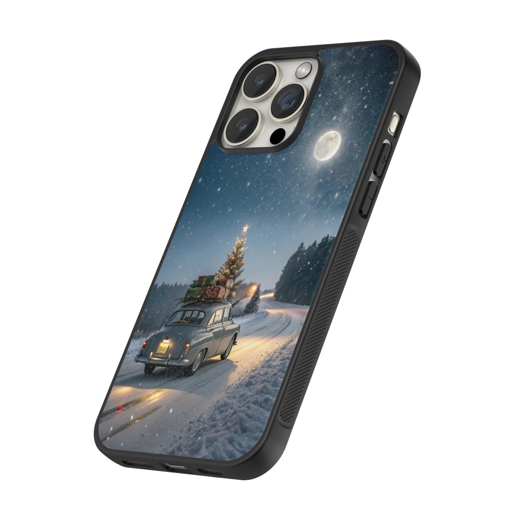 Coque iPhone 16 Pro Max - Silicone rigide noir Christmas 25 Car with Tree Xmas