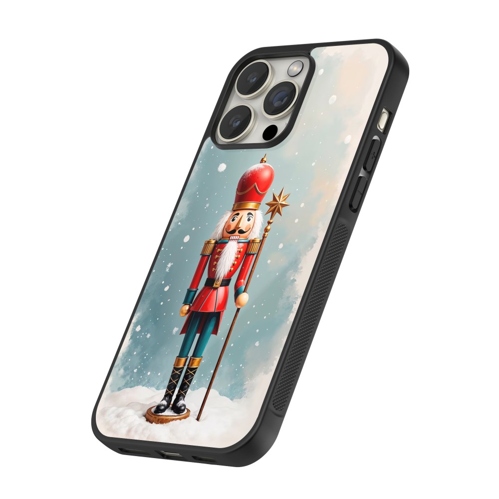Coque iPhone 16 Pro Max - Silicone rigide noir Christmas 25 Nutcracker Snow