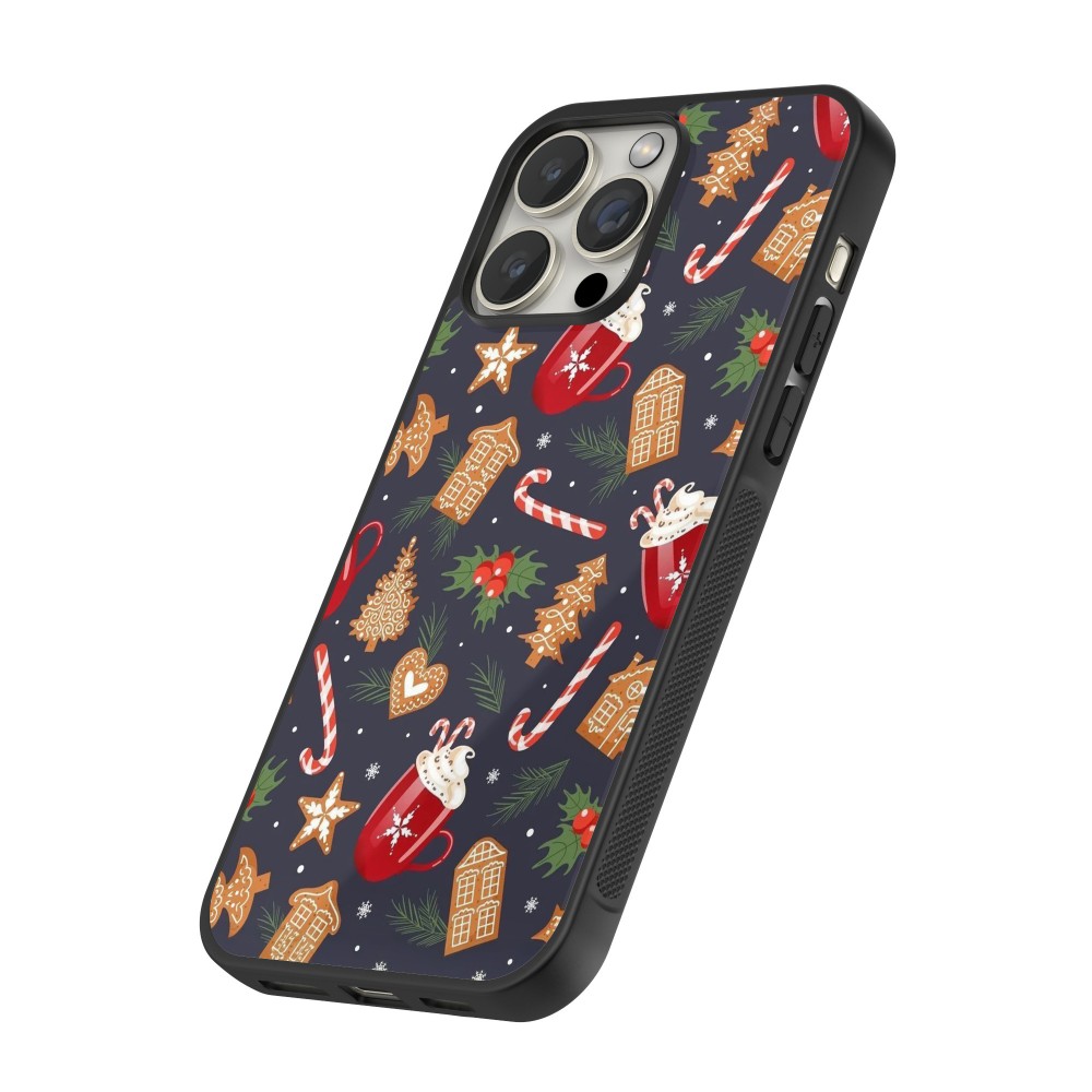 Coque iPhone 16 Pro Max - Silicone rigide noir Christmas 25 Pattern Gingerbread House