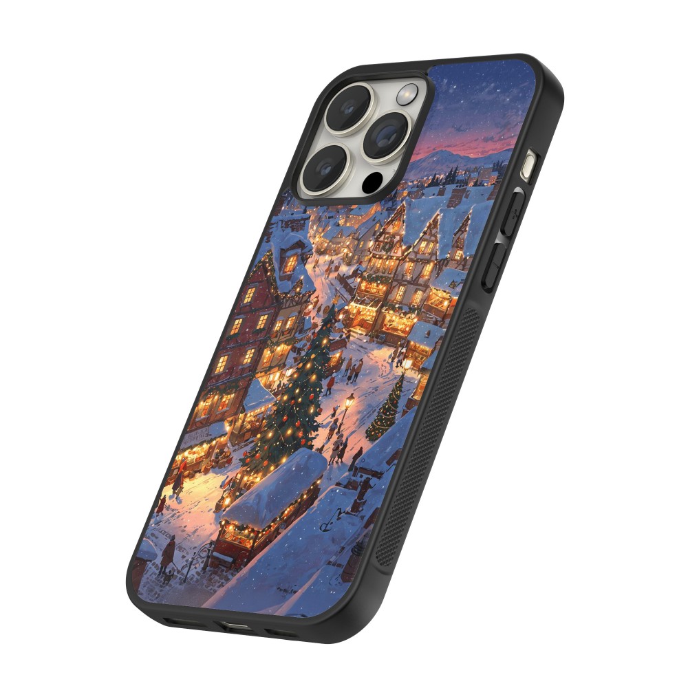 Coque iPhone 16 Pro Max - Silicone rigide noir Christmas 25 Xmas Village