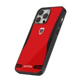 Coque iPhone 16 Pro Max - Silicone rigide noir Maillot de football Autriche 2026 personnalisable