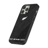 Coque iPhone 16 Pro Max - Silicone rigide noir Maillot de football Nouvelle-Zélande 2026 personnalisable