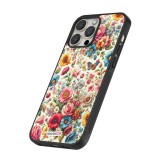 Coque iPhone 16 Pro Max - Silicone rigide noir Spring 25 printemps fleuri