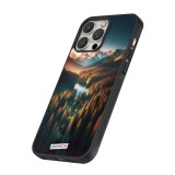 Coque iPhone 16 Pro Max - Silicone rigide noir Sunset Forest Lake