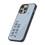 Coque iPhone 16 Pro Max - Silicone rigide noir Valentine 2024 mucho amor azul