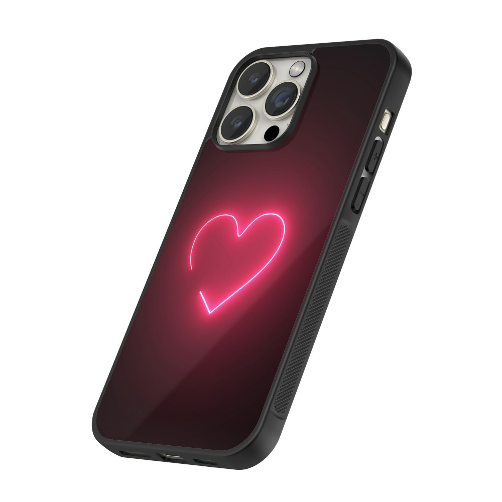 iPhone 16 Pro Max Case Hülle - Silikon schwarz Valentine 2023 single neon heart