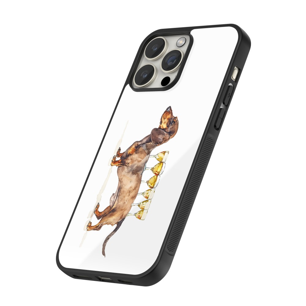 iPhone 16 Pro Max Case Hülle - Silikon schwarz Wine Teckel