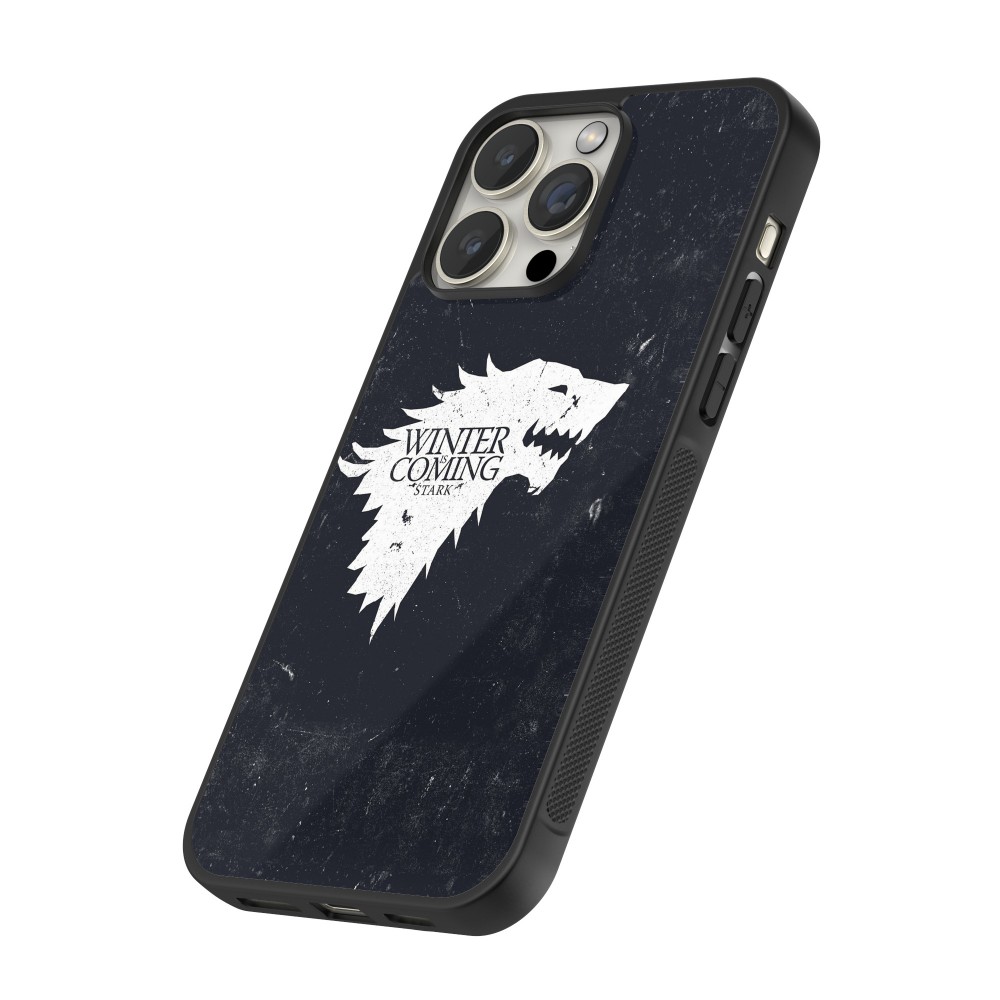 Coque iPhone 16 Pro Max - Silicone rigide noir Winter is coming Stark