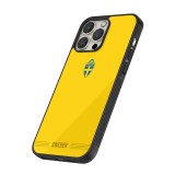 Coque iPhone 16 Pro - Silicone rigide noir Maillot de football Suède 2026 personnalisable