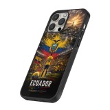 Coque iPhone 16 Pro - Silicone rigide noir Football Équateur splash 2026