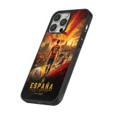 Coque iPhone 16 Pro - Silicone rigide noir Football Espagne splash 2026