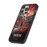 Coque iPhone 16 Pro - Silicone rigide noir Football Suisse splash 2026